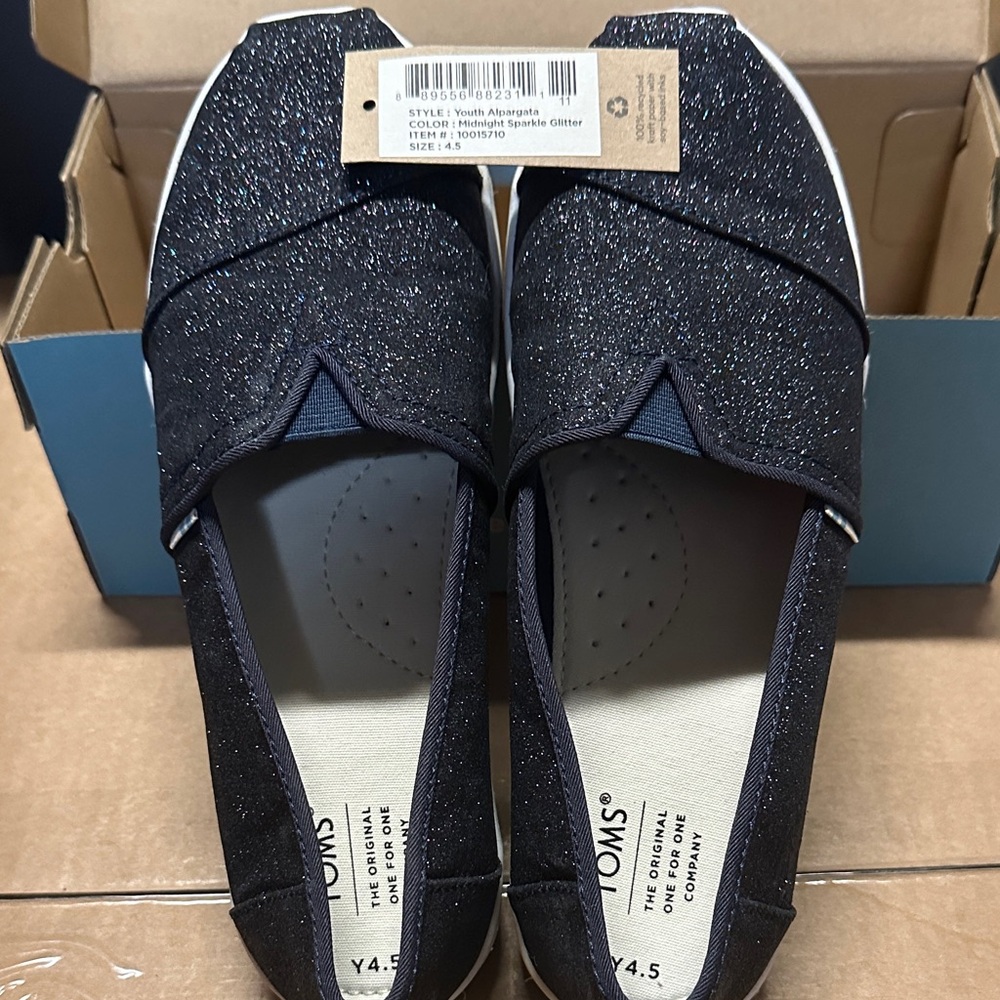 Toms Glittery Black Slip-Ons